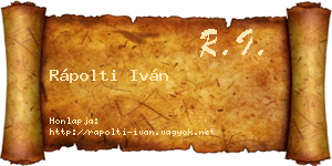 Rápolti Iván névjegykártya